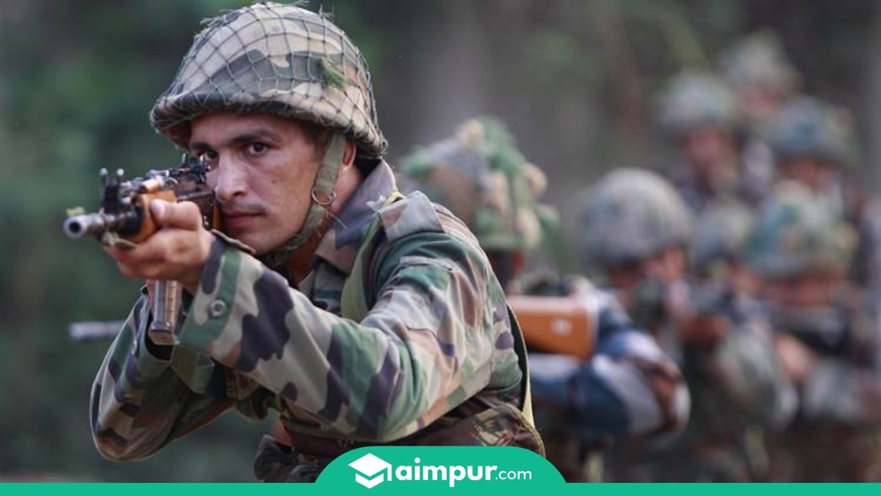 Indian Army man with his gun